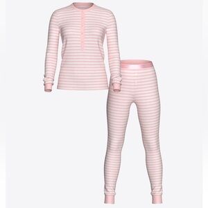 Victoria's Secret Cozy Pointelle Henley Long Pajama Set Size M *SHORT*